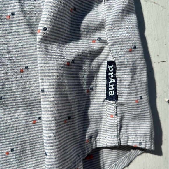 Men's PrAna Button-Down Shirt Multicolor Geometric M Cotton Hippy BOHO City Sun - Picture 6 of 12